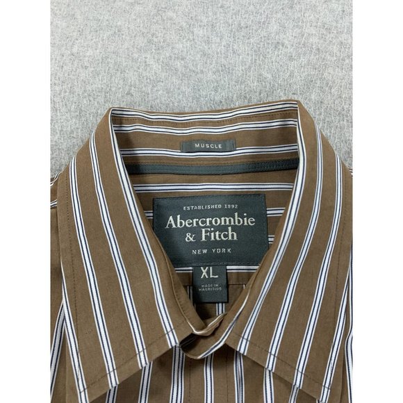 Abercrombie & Fitch Muscle Long Sleeve Striped‎ Button Down Shirt (Men's XL) - Picture 3 of 12